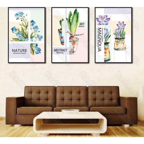 Nordic Style Wall Decoration Painting Modern Minimalist Creative Combination Hanging Paintings Bedroom Green Plant Murals
