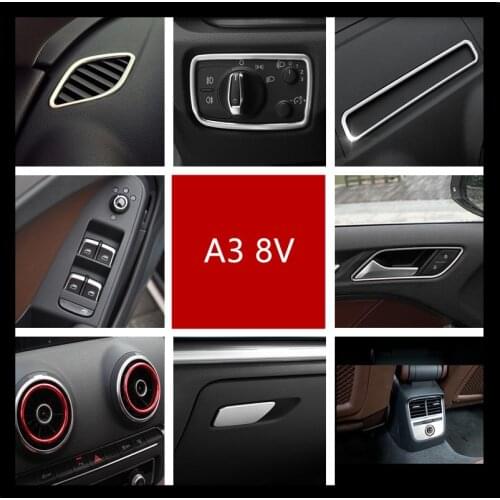 Stainless Steel Air Conditioning Outlet Circle Cover Trim For Audi A3 8V 2013-2018 Car Door Handle Frame Decoration Decals