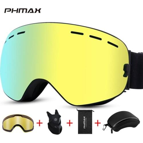 PHMAX Skiing Goggles Men Women UV400 Protection Anti-Fog Snowboard Goggles With Boxs Set Winter Outdoor Sports Ski Goggles