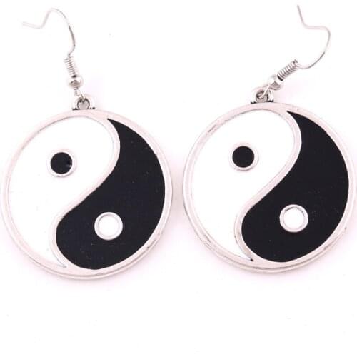 Simple Tai Chi Yin Yang Dangle Earrings Harajuku Style Metal Earrings Accessories for Women