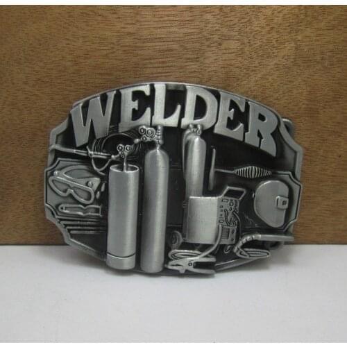 BuckleClub retro western welder jeans gift belt buckle FP-02228 pewter finish for men 4cm width loop drop shipping