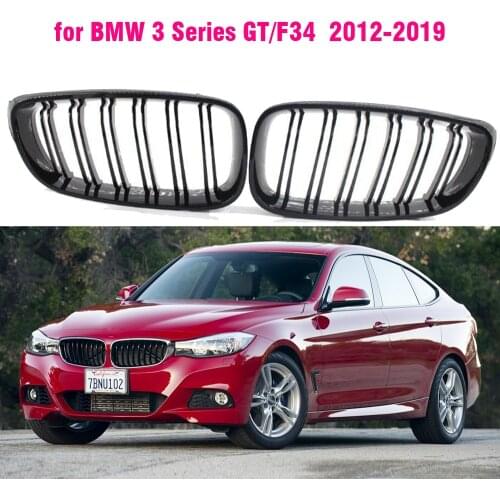 Gloss Black Front Bumper Kidney Grill Grilles for BMW 3 Series GT F34 2013-2020 320i 328i 335i XDrive Double Line M style