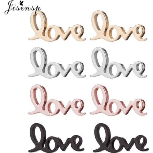 Jisensp Tiny Letter Stainless Steel Stud Earrings for Girls Valentines Day Gift Romantic Jewelry Earrings Women moda mujer 2019