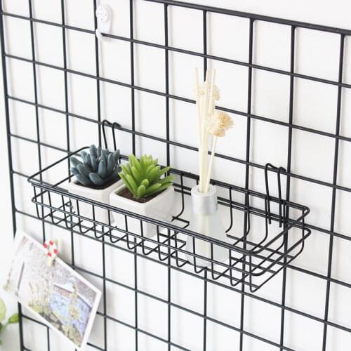 Grid Hanging Storage Basket Iron Makeup Flower Pot Shelf Organizer Wall Mount Display BasketFor Bedroom Dormitory WJ922