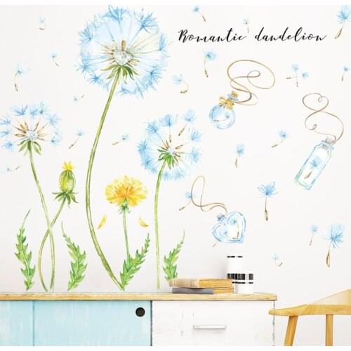 Dandelion Wall Sticker Self-adhesive Plant Flower Background Wall Paper Home Living Room Bedroom Wall Decoration Sticker