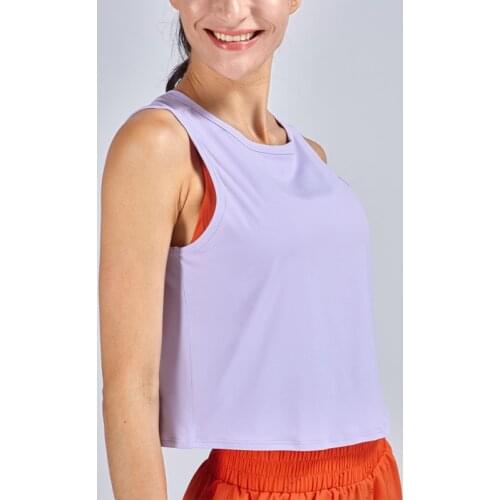 Loose Second Skin Feel Yoga Workout Sport Vest Crop Tops Women Plain Lightweight Fitness Running Exercise Gym Sleeveless Shirts