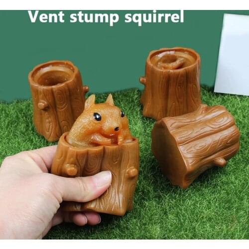 Evil Squirrel Toys Squeeze Decompression Funny Tree Stump Cartoon Animal Anti Stress Relief Soft Interesting Squishy Adult Gift