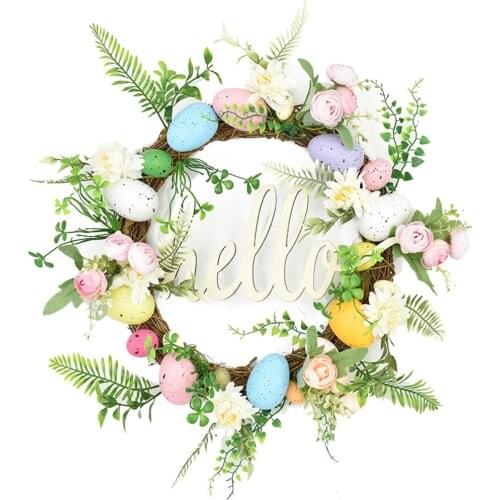Wreath Artificial Flower Easter Door Hanging Decoration Pendant Multi Colors 2021 New Arrival 45CM Foam Linen Material Garland