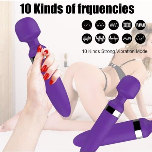 Magic AV Wand Vibrator Dildos G-Spot Clitoris Stimulator USB Rechargeable Ten Kinds Frequencies Massager Sex Toys for Women