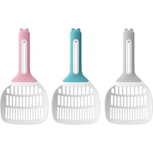 Y5GB Cat Litter Scoop Eco-friendly PP Sifter Deep Shovel Long Handle Poop Sifting Kitten Pooper Lifter Grey/Blue/Pink