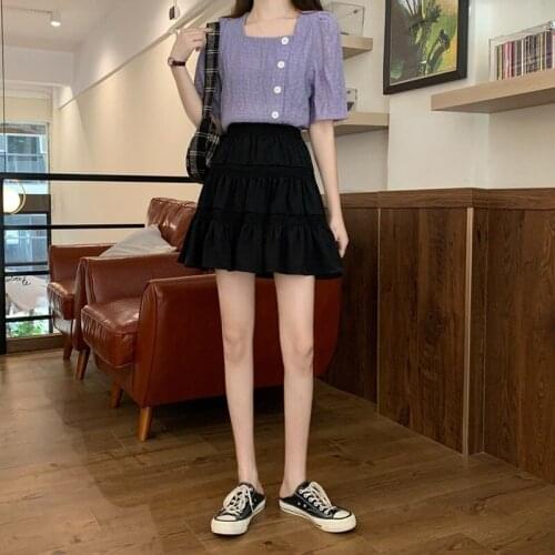 Half-length Skirt Summer New Fashion All-match Pleated A-line Skirt Student High Waist Short Skirt
