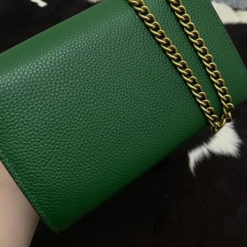 WOmen genuine leather Chain Bag flap Messenger Crossbody Bags color green red black