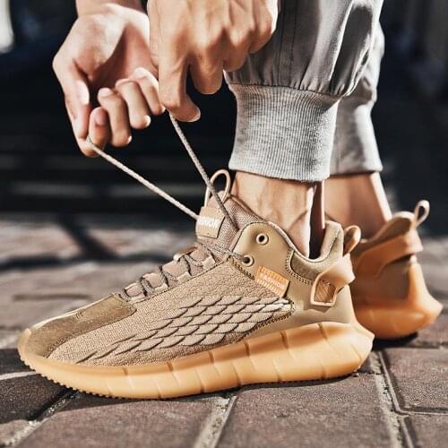 Plus Size Summer Light Weight Running Shoes for Men Working Sneakers Sport Man Runing Shoes Mens Sports Brown Sneackers D-808