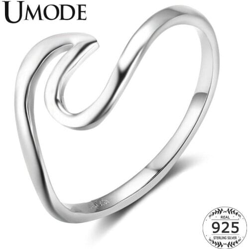 UMODE Boho Wave Rings 925 Sterling Silver Rings for Women Gifts Party Wedding Fine Jewelry Accessories 925 Para Mujer LR0758