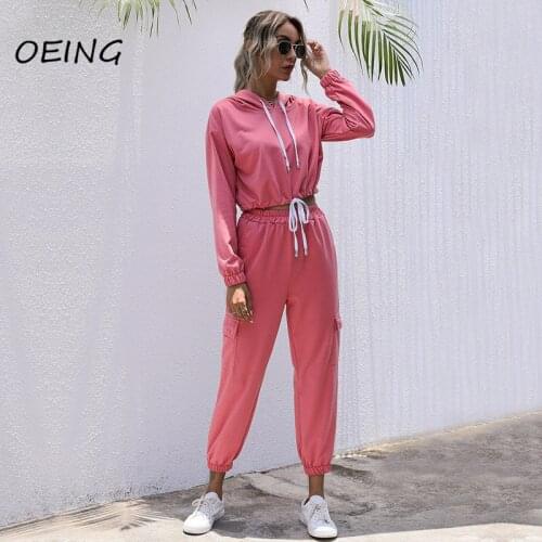Women Track Suit 2 Piece Sets Hoodie and Pants Pink Casual Sport Wear Autumn Jogging Suits