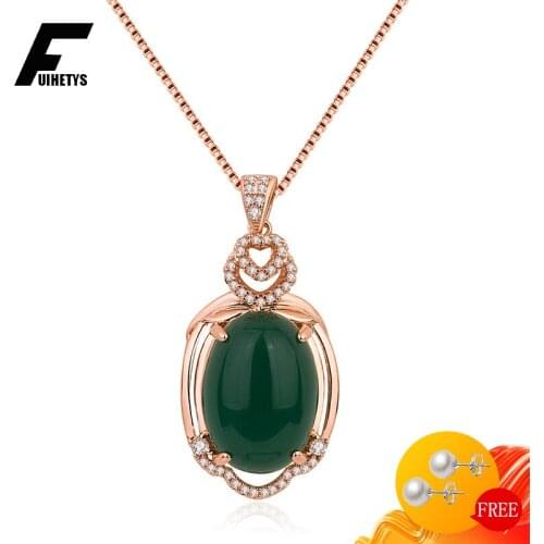 Retro Necklace 925 Silver Jewelry Oval Shape Emerald Zircon Gemstone Pendant Accessories for Women Wedding Engagement Party