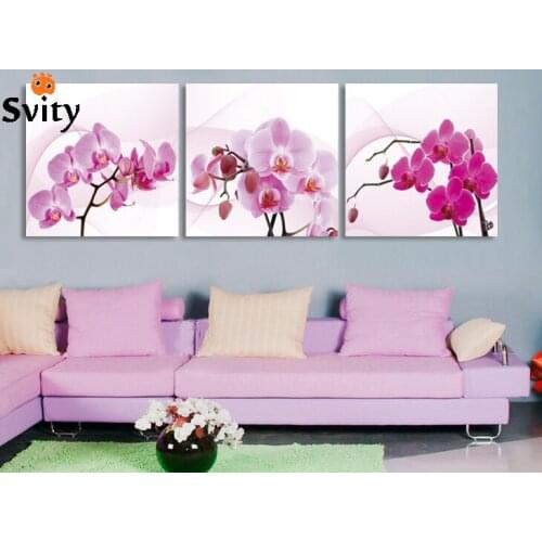 3 panel Wall Art Moth orchid Picture Oil Painting Canvas No Framework Abstract Print For Home Modern Decoration wall art