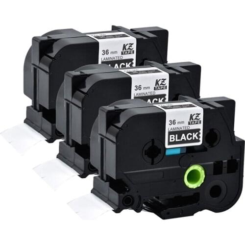 3pcs Tze 365 Tz365 white on black Laminated Compatible for brother P touch label maker 36mm tze-365 tz-365 tze365 Label Tape