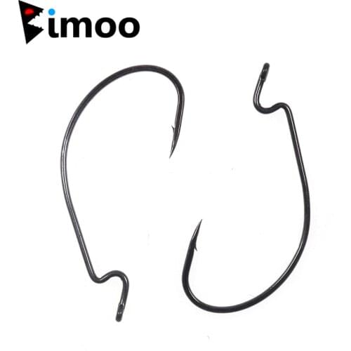 50PCS Black Sharp Bleeding Bait Wide Gap Wrom Hooks Carolina/Texas Rig Hooks for Soft Plastic Lure Bass Fishing Fishhook