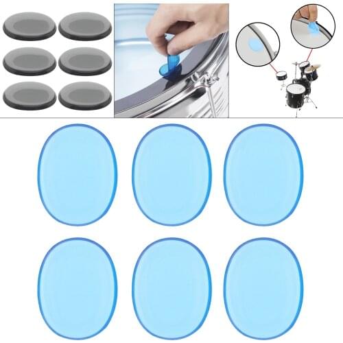 6pcs/set Drum Mute Pads Transparent Silicone Jazz Snare Drum Muffler 2 Colors Optional