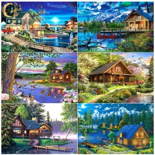 Full Square/Round Landscape Diamond Embroidery 5D DIY Diamond Painting House Garden Mosaic Cross Stitch Home Decoration Gifts
