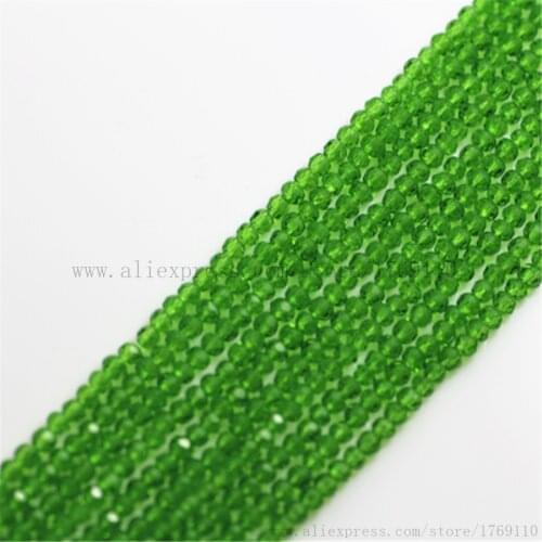 Isywaka Deep Green Color 1800pcs 2mm Rondelle Austria faceted Crystal Glass Beads Loose Spacer Round Bead for Jewelry Making
