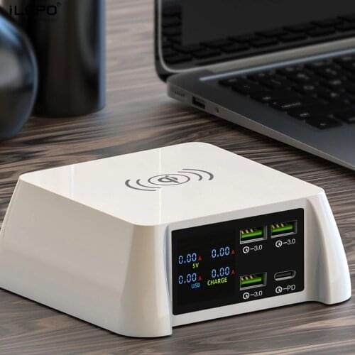 ILEPO 100W Wireless Charger PD 20W USB C Fast Charger For iPhone 12/11 Pro/XR/Xs Max Samsung 9V/2A 5V/3A Fast Charger Station