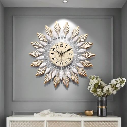 Large European style clock wall clock living room bedroom silent wrought iron fashion clock wall art deco wall clock