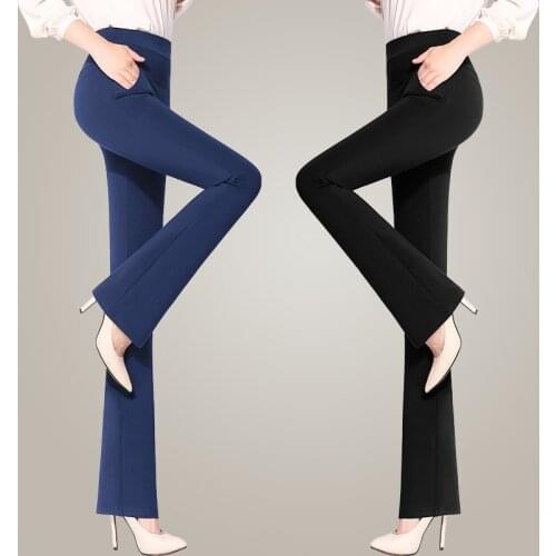 Professional trousers female spring and autumn new black Slim formal OL work pants high waist straight fashion trumpet trousers