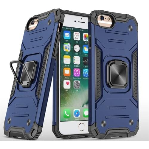 For iPhone 6s 6SPlus Phone Case Armor Shockproof Bumper Car Magnetic Metal Finger Stand Holder Ring Case For iPhone 6s Plus 6 6S