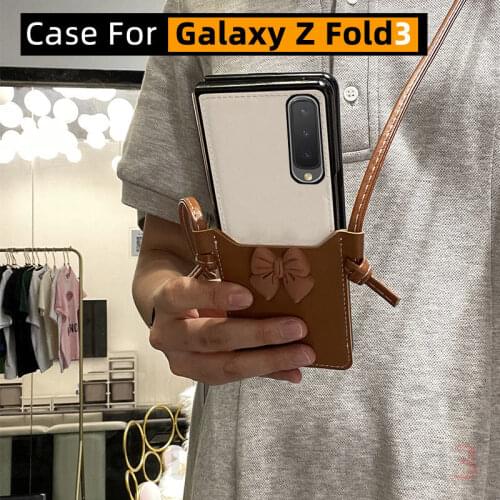 For Samsung Galaxy Z FOLD3 case,Galaxy Z fold 3 5g case PU material phone bag for girl