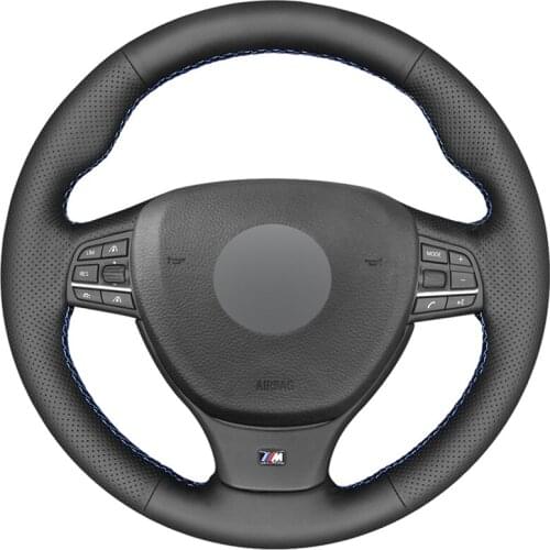 Black PU Faux Leather DIY Car Steering Wheel Cover For BMW 5 Series 520i 528i F10 F11 F07 2009-2017 M5 F10 F12 F13 F06 F01 F02