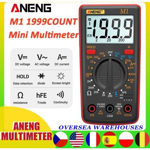 ANENG M1 Digital Multimeter True Rms DC/AC Voltage Resistance Diode Transistor Measurement Continuity Detection Tester