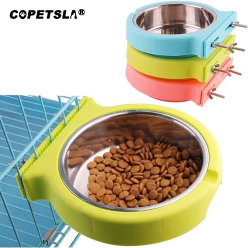 Copetsla Portable Pet Dog Feeding Food Bowls Hanging stainless steel plastic Dog bowl Water Bowl For Dogs Pet Supplies Dropship