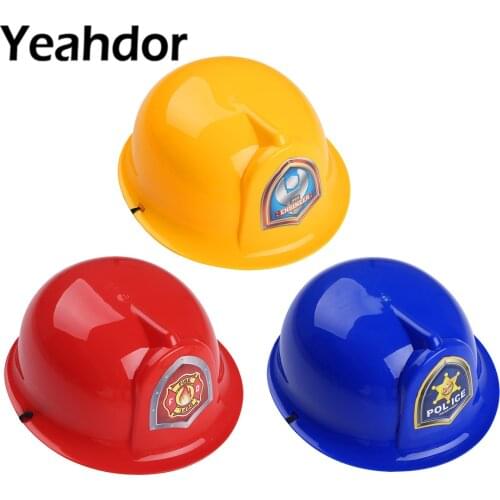 Kids Fireman Dress Up Pretend Role Play Hats Helmets Children Police Engineer Dress UP Hat Helmet for Halloween Party Costume