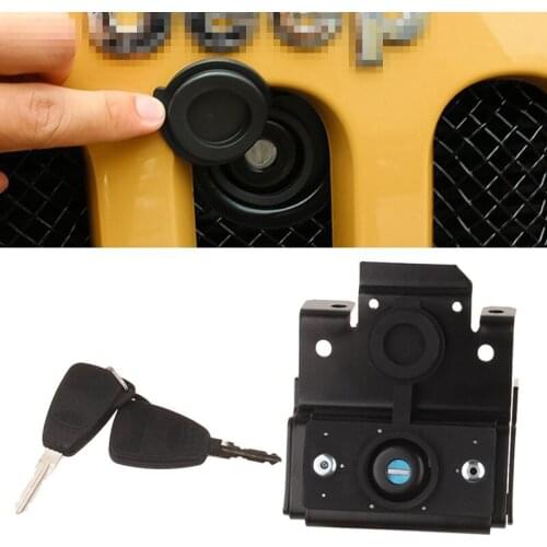 For Jeep Wrangler JK 2007-2018 Engine Grille Hood Lock Kit Anti-Theft Assembly Locking Hood Catch