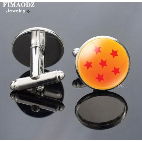 FIMAODZ Anime 7 Stars Balls Cufflinks for Mens High Quality Glass Cabochon Exquisite Male Shirt Cuff Links Buttons Gifts