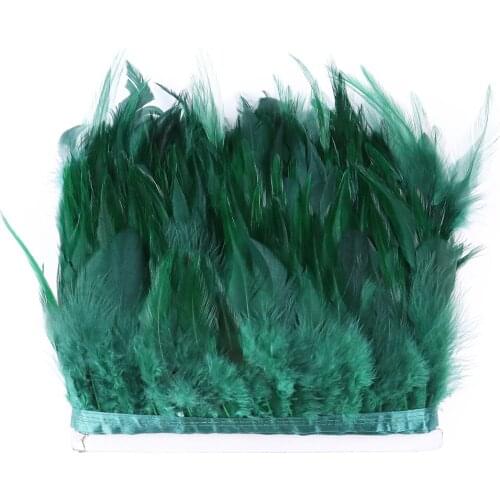 Jasper Color Natural Chicken Cock Feather Trims ribbon 4-6 inch Dyed Various Wedding Dress Feather Trimming for Crafts Wholesale