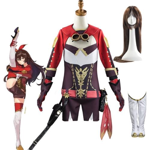 Anime Genshin Impact Amber Cosplay Costume Jumpsuit Outfits Red Costumes Halloween Top Pant Uniform Full Set