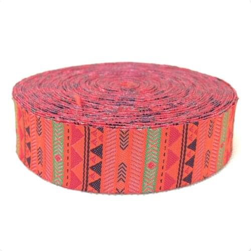 NEW wholesale 7/8" 10yards/lots Woven Jacquard Ribbon lace 22mm orange black green Geometry ribbon KTZD15102890