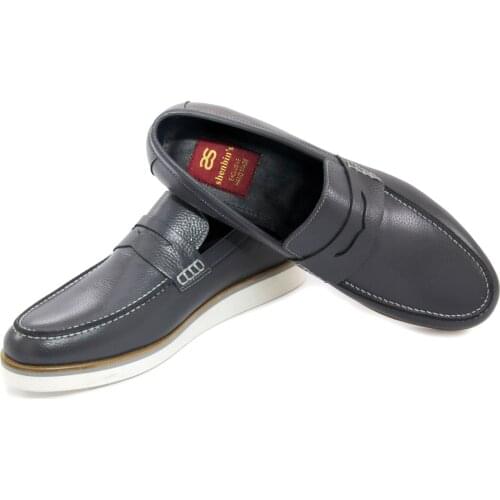 Handmade Lightweight Penny Loafers, Real Calf Leather, Gray Color, Lightweight Comfort Casual Shoes for Men, Spring 2021 Fashion