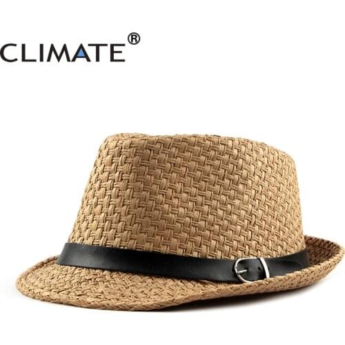 CLIMATE Summer Straw Hat Men Cool Straw Fedora Paper Straw Hats for Man Solid Paper Cool Fedoras Cap Summer Fedora Men Hat Cap