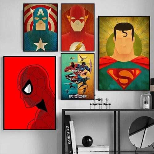 Marvel Avengers Wall Minimal Art Poster Champions Superhero Hulk Spider-man Classroom Decoration Movie Poster Wall Art