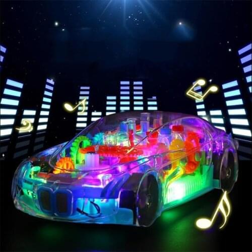 Transparent Light Music Mechanical Gear Toy Car 77HD