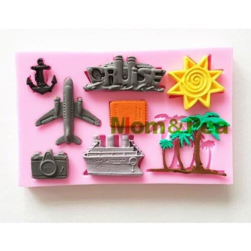 Mom&Pea 1072 Free Shipping Travel Related Silicone Mold Cake Decoration Fondant Cake 3D Mold Food Grade
