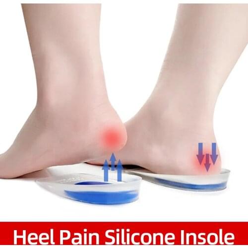 Heel Spurs Pain Relief Soft Silicone Insoles for Women Half Heel Insole Height Increase Comfortable Shoes Pads