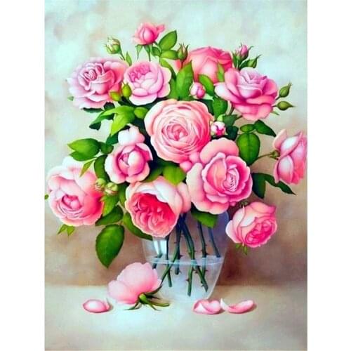 Flowers Artwork DIY 11CT Cross Stitch Embroidery Kits Needlework Craft Set Cotton Thread Printed Canvas Home Room