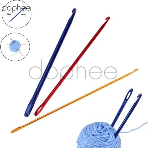 Dophee 3 Pieces Crochet Hooks Set Knitting Needle Hand Knit Tool With an Eye Knitting Sewing Needles Crochet Hooks