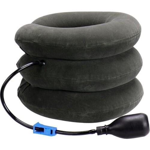 Inflatable Air Compressor Neck Cervical Traction Collar Therapy Massage Pillow Pain Relief Travel Car Cover Cushion