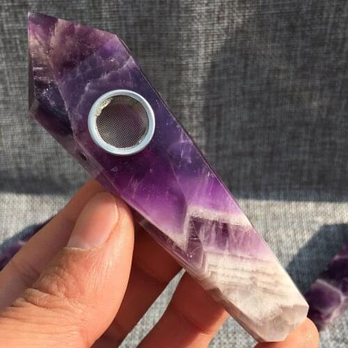 Natural dreamy amethyst Smoking Pipes quartz Crystal Wand Point obelisk Healing 1pcs
